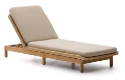 Kave Home Ligbed Galea Teakhout en rattan* Ligbedden