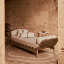 Kave Home Ligstoel Catalina Acaciahout en touw, kleur Beige* Loungestoelen