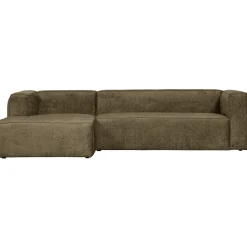WOOOD Loungebank Bean Structure Velvet, kleur Moss* Organische Bank|Loungebank