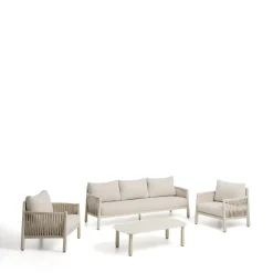Kave Home Loungeset Aleria Met 3-zits bank, 2 fauteuils en lage tafel* Loungesets