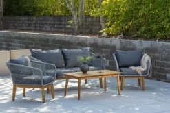 Nohr Loungeset Chandni Acaciahout, Met bank, tafel en 2 stoelen, kleur* Loungesets