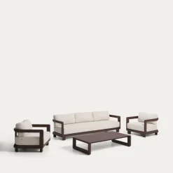 Kave Home Loungeset Nerano Met 3-zitsbank, 2 fauteuils en salontafel* Loungesets