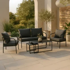 Nohr Loungeset Rebeccah Met bank, 2 loungestoelen en 2 tafels* Loungesets