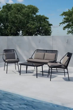 Nohr Loungeset Shiquita Met bank, 2 stoelen en tafel, kleur Zwart* Loungesets