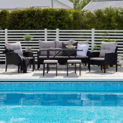 Nohr Loungeset Zeena Met bank, tafel, 2 stoelen en krukjes* Loungesets