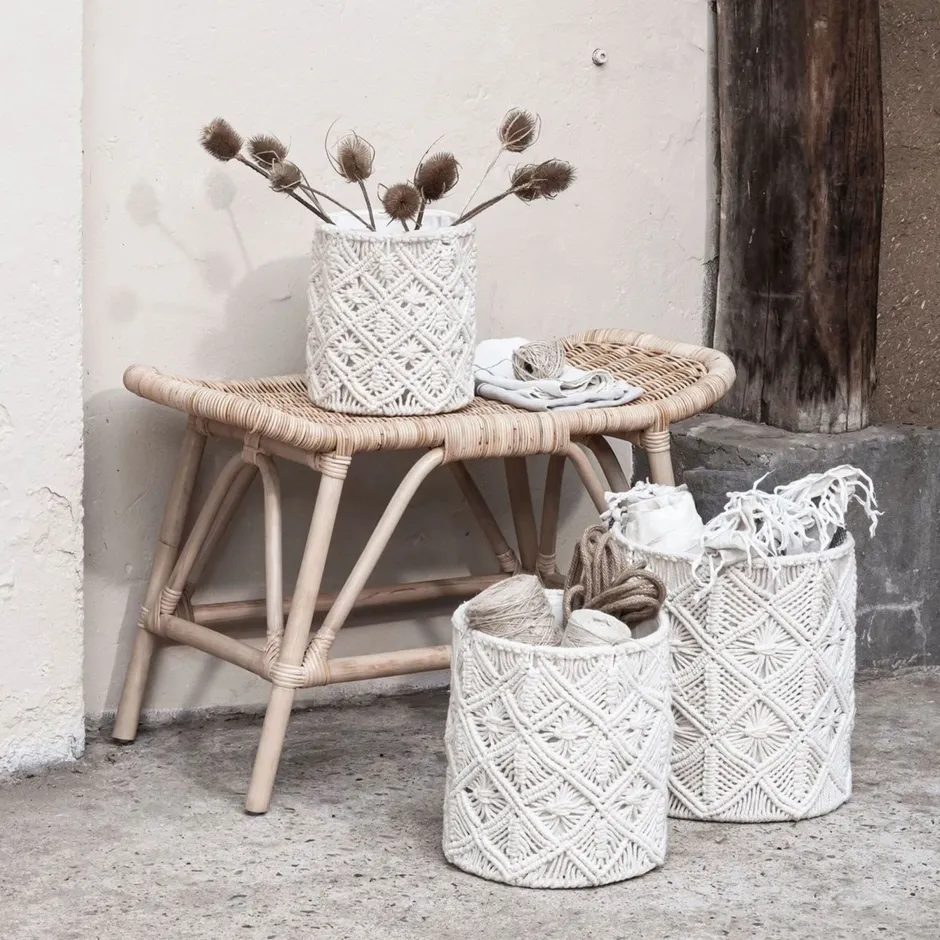 MUST Living Mand Boho Macramé, Set van 3 stuks* Potten & Manden