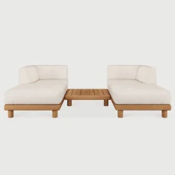 Ethnicraft Modulaire Loungebank Monocle Lounge links en rechts met salontafel, Teakhout* Loungesets