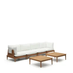 Kave Home Modulaire Loungeset Portitxol Teakhout, Met 2 hoekfauteuils, 2 fauteuils en 2 salontafels* Loungesets