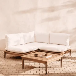 Kave Home Modulaire Loungeset Portitxol Teakhout, Met 1 hoekfauteuil, 2 fauteuils en salontafel* Loungesets
