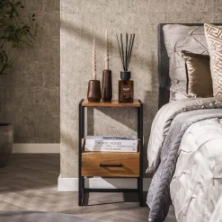 LifestyleFurn Nachtkastje Bethanne Acaciahout, kleur* Nachtkastjes|Nachtkastjes