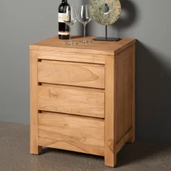 Tower Living Nachtkastje Corona Teak met 3 laden* Nachtkastjes|Nachtkastjes