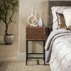 LifestyleFurn Nachtkastje Delilah Acaciahout, Met 1 lade* Nachtkastjes|Nachtkastjes