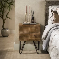LifestyleFurn Nachtkastje Dulse Mangohout, Met 2 lades* Nachtkastjes|Nachtkastjes