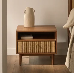 Kave Home Nachtkastje Elan Notenhout, Met 1 lade* Nachtkastjes|Nachtkastjes