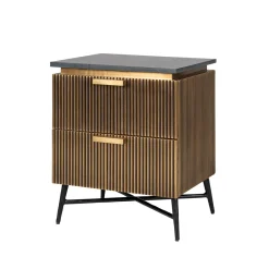 Richmond Interiors Nachtkastje Ironville, kleur goud / zwart marmer* Nachtkastjes|Nachtkastjes