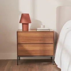 Kave Home Nachtkastje Vedrana Walnoot, Met 2 lades* Nachtkastjes|Nachtkastjes