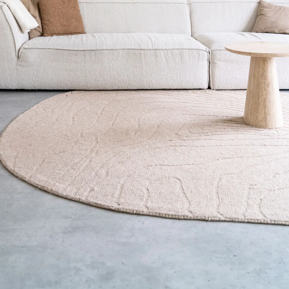 By-Boo Organisch Vloerkleed Pebble Wol, 190 x 290cm* Vloerkleden