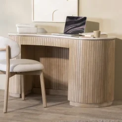 Eleonora Organisch Bureau Kira Mangohout en marmer, 129 x 60cm* Sidetables|Bureaus