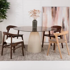 Sohome Organische Eettafel Jacky Glas en betonlook, 140 x 120 cm* Sohome Giftcard|Organische Eettafel