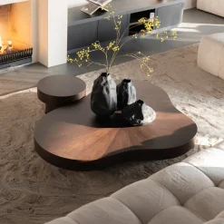 Eleonora Organische Salontafel Bobbie Walnoot, Set van 2 stuks* Sohome Giftcard|Salontafel Set