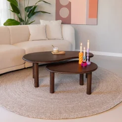Sohome Organische Salontafel Noralie Mangohout, Set van 2 stuks* Sohome Giftcard|Salontafel Set