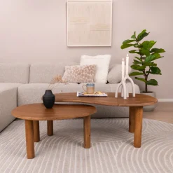 Sohome Organische Salontafel Noralie Mangohout, Set van 2 stuks* Sohome Giftcard|Salontafel Set