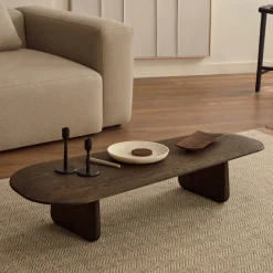Kave Home Organische Salontafel Pirita Eikenhout, 146 x 64cm* Sohome Giftcard|Organische Salontafel