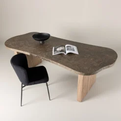 Nohr Organische Eettafel Jenevieve Marmerlook, 230 x 100cm* Marmeren Eettafel|Organische Eettafel