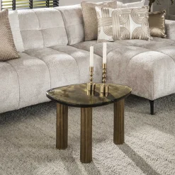 LifestyleFurn Organische Salontafel Cassidi Glas, 62 x 45cm* Glazen Salontafel|Organische Salontafel