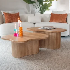By-Boo Organische Salontafel Fall Mangohout, Set van 2 stuks* Salontafel Set|Organische Salontafel