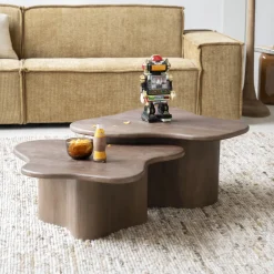 By-Boo Organische Salontafel Fall Mangohout, Set van 2 stuks* Salontafel Set|Organische Salontafel