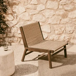 Kave Home Outdoor Fauteuil Itani Acaciahout en rattan* Loungestoelen