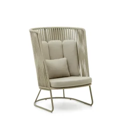 Kave Home Outdoor Fauteuil Saconca Met hoge rug, Gevlochten touw* Loungestoelen