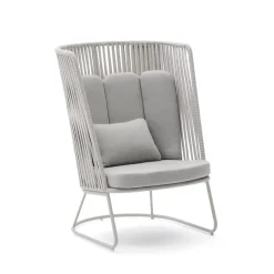 Kave Home Outdoor Fauteuil Saconca Met hoge rug, Gevlochten touw* Loungestoelen