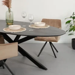 Sohome Ovale Eettafel Coco Mangohout en staal, kleur* Sohome Giftcard|Ovale Eettafel