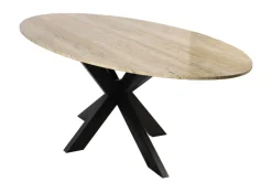 Richmond Interiors Ovale Eettafel Avalon Travertin, 230 x 115cm* Travertin Eettafel|Ovale Eettafel