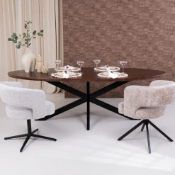 Livingfurn Ovale Eettafel Jesper Mangohout, 240 x 110cm, kleur* Ovale Eettafel