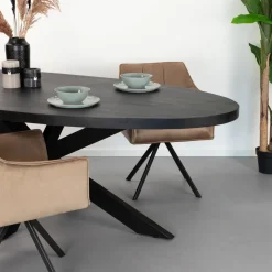 Livingfurn Ovale Eettafel Kala Spider Mangohout en staal, kleur* Ovale Eettafel