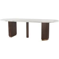 Richmond Interiors Ovale Eettafel Mayfield Marmer en mangohout* Marmeren Eettafel|Ovale Eettafel