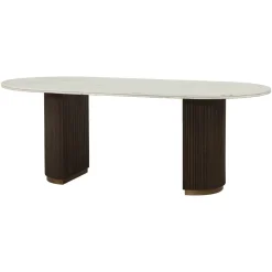 Richmond Interiors Ovale Eettafel Mayfield Marmer en mangohout* Marmeren Eettafel|Ovale Eettafel