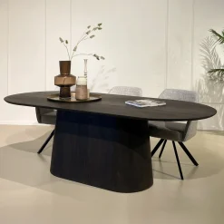 Livingfurn Ovale Eettafel Novero Eiken, kleur Espresso* Ovale Eettafel