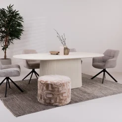 Sohome Ovale Eettafel Puck Mangohout, 230 x 110cm, kleur Ivoor* Ovale Eettafel