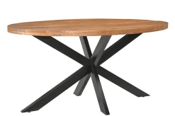 Livingfurn Ovale Eettafel Rocky Mangohout en staal* Ovale Eettafel