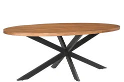 Livingfurn Ovale Eettafel Rocky Mangohout en staal* Ovale Eettafel