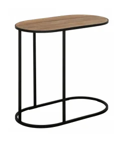 DTP Home Ovale Laptoptafel Terra Teakhout, 65 x 35cm* Zwarte Bijzettafel