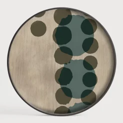 Ethnicraft Rond Dienblad Layered Dots 61cm, kleur Slate* Keukengerei