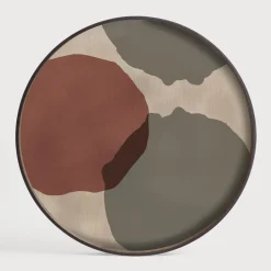Ethnicraft Rond Dienblad Overlapping Dots 61cm, kleur Rood* Keukengerei