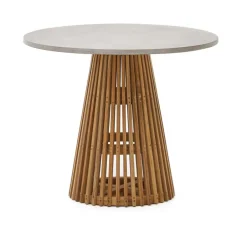 Kave Home Ronde Bistrotafel Alcaufar Cement en Teakhout, 90cm* Eettafels Voor In Je Tuin|Bistrotafels