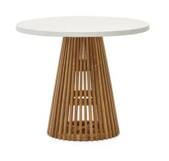 Kave Home Ronde Bistrotafel Alcaufar Cement en Teakhout, 90cm* Eettafels Voor In Je Tuin|Bistrotafels