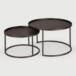 Ethnicraft Ronde Outdoor Bijzettafel Tray Aluminium, Set van 2 stuks, kleur* Loungetafels & Bijzettafels